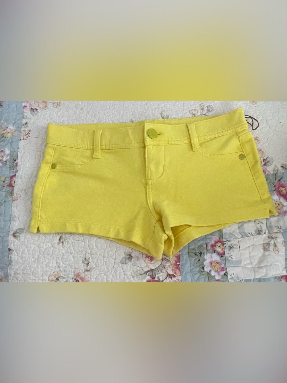 OP Bright Yellow Denim Shortie Shorts